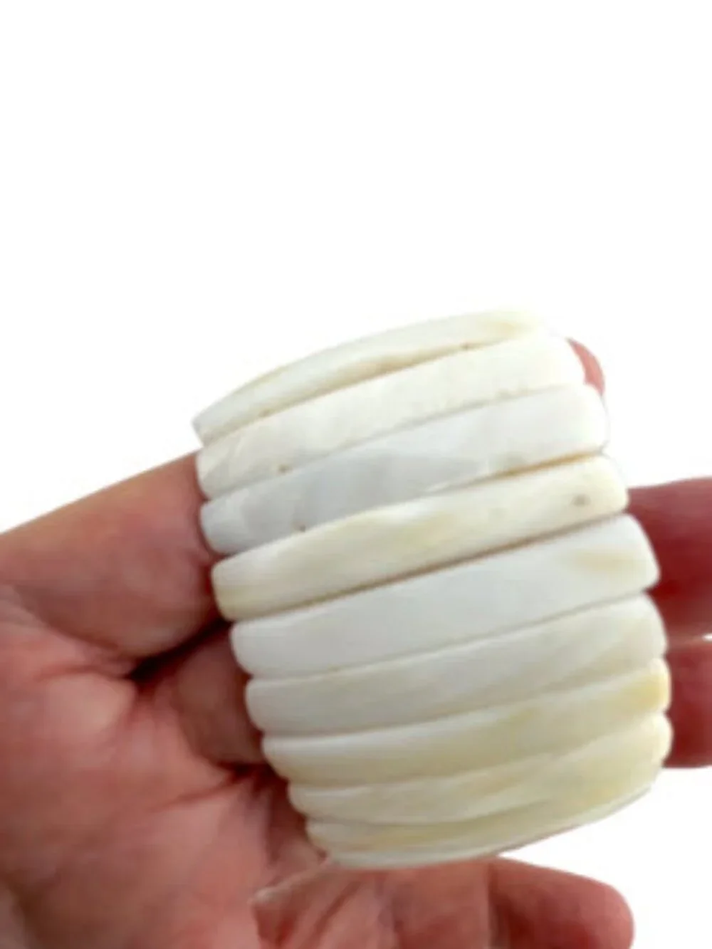 Vintage Mother of Pearl Stretch Bracelet Mid Century Modern Small Wrist